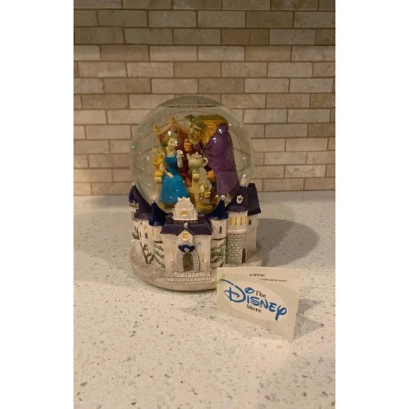 Disney‎ Beauty and the Beast Music Box Snow globe Rare Vintage 1990s - Belle - Picture 1 of 9
